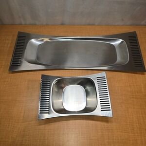 B&B Sweden Vintage 1960s MCM Stainless Steel Serving Tray and Bowl